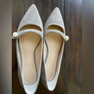 Ann Taylor suede flats with button. Nice shoe, great grey color.